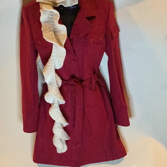 BODY CENTRAL RED WOOL BLEND FITTED WINTER COAT SZ. S - Picture 2 of 13